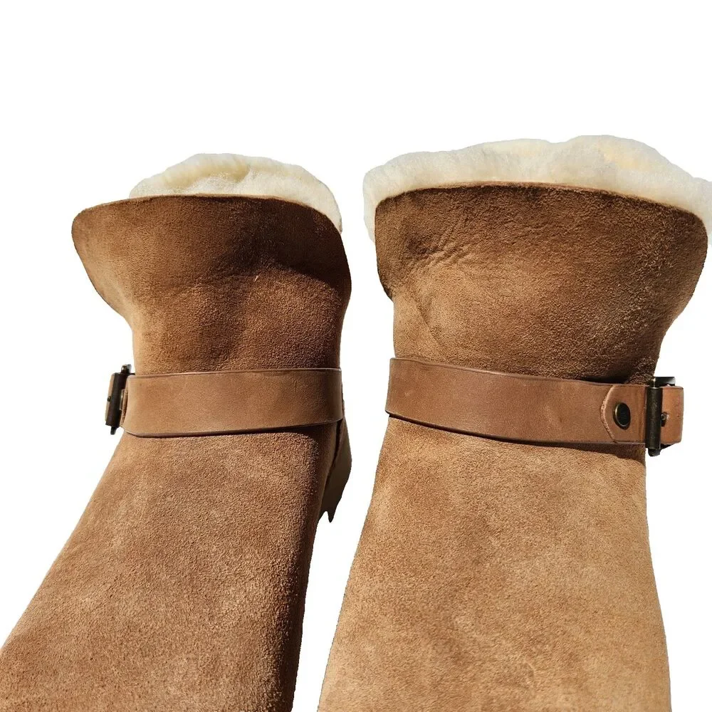 Ugg Romely Short Buckle Ankle Boots Womens Size 9 Chestnut Brown Suede Fashion